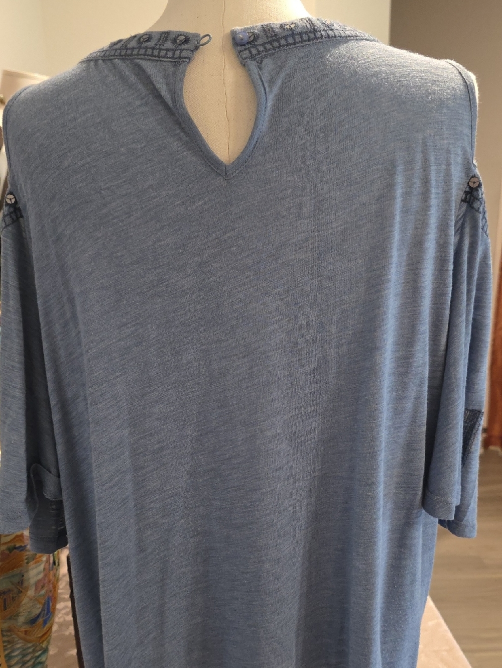 Denim Blue Cold Shoulder Tee/Tunic - Picture 5 of 8
